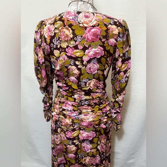 BY TIMO Maroon and pink floral ruched maxi dress size XS.‎ - Picture 7 of 16